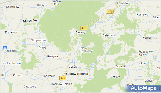 mapa Nowe Prażuchy, Nowe Prażuchy na mapie Targeo