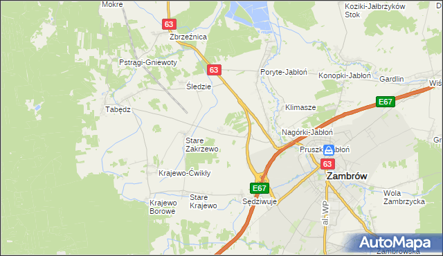 mapa Nowe Zakrzewo, Nowe Zakrzewo na mapie Targeo