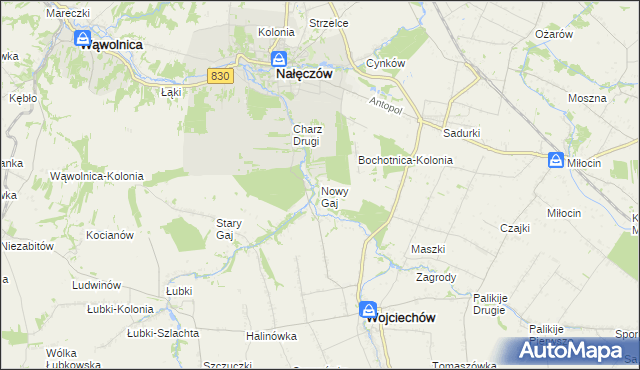 mapa Nowy Gaj gmina Wojciechów, Nowy Gaj gmina Wojciechów na mapie Targeo