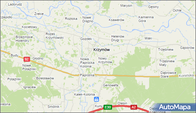mapa Nowy Krzymów, Nowy Krzymów na mapie Targeo