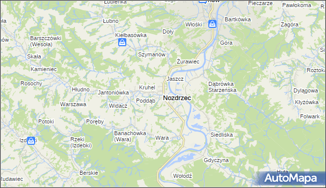 mapa Nozdrzec, Nozdrzec na mapie Targeo
