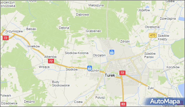 mapa Obrzębin, Obrzębin na mapie Targeo