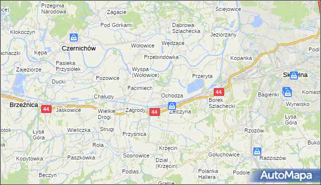 mapa Ochodza gmina Skawina, Ochodza gmina Skawina na mapie Targeo