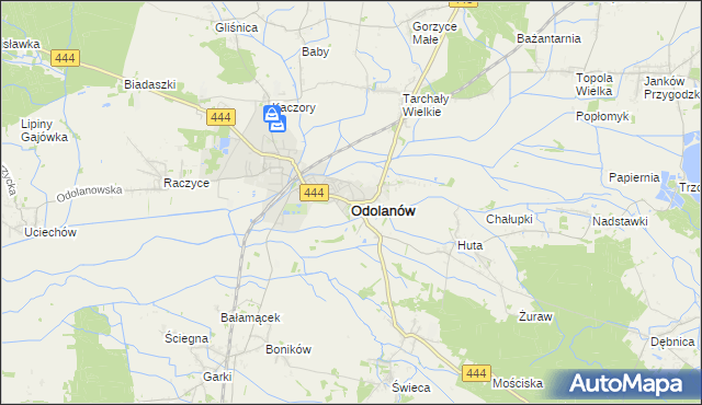 mapa Odolanów powiat ostrowski, Odolanów powiat ostrowski na mapie Targeo