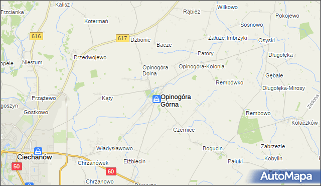 mapa Opinogóra Górna, Opinogóra Górna na mapie Targeo
