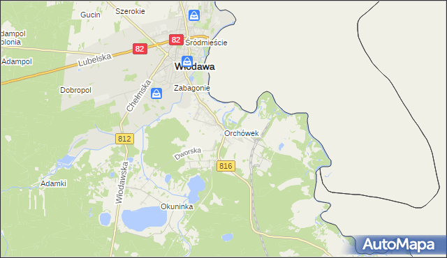 mapa Orchówek gmina Włodawa, Orchówek gmina Włodawa na mapie Targeo