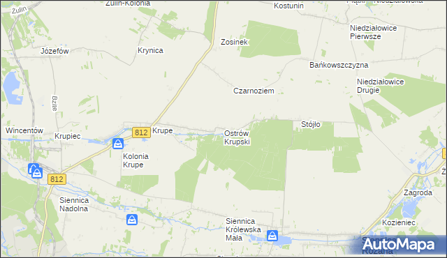 mapa Ostrów Krupski, Ostrów Krupski na mapie Targeo