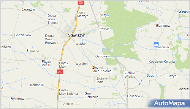 mapa Ostrówek gmina Stawiszyn, Ostrówek gmina Stawiszyn na mapie Targeo