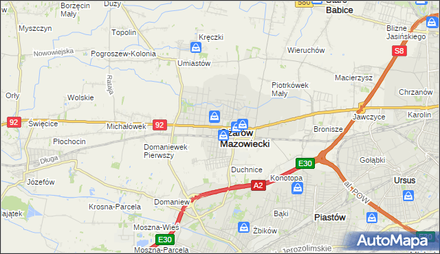 mapa Ożarów Mazowiecki, Ożarów Mazowiecki na mapie Targeo