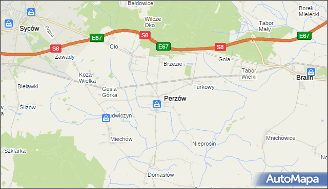 mapa Perzów, Perzów na mapie Targeo