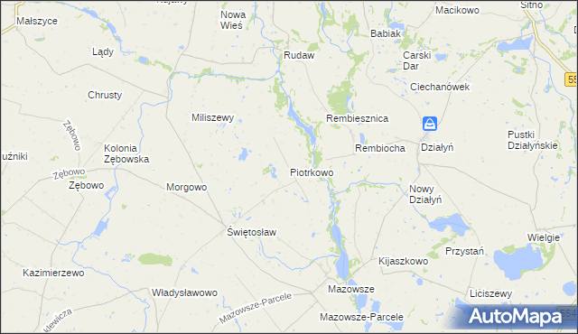 mapa Piotrkowo gmina Ciechocin, Piotrkowo gmina Ciechocin na mapie Targeo