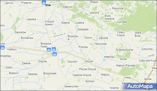 mapa Piotrów gmina Iłów, Piotrów gmina Iłów na mapie Targeo