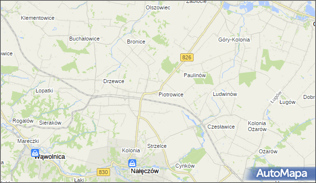 mapa Piotrowice gmina Nałęczów, Piotrowice gmina Nałęczów na mapie Targeo