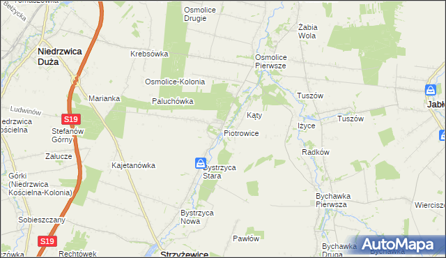 mapa Piotrowice gmina Strzyżewice, Piotrowice gmina Strzyżewice na mapie Targeo