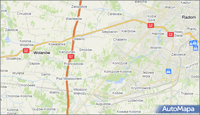 mapa Podkończyce, Podkończyce na mapie Targeo
