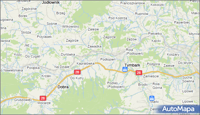 mapa Podłopień, Podłopień na mapie Targeo