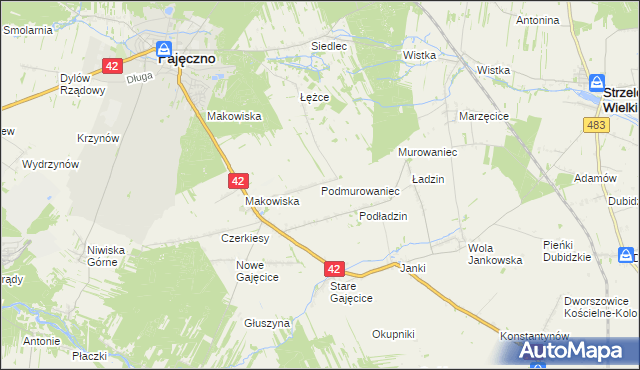 mapa Podmurowaniec, Podmurowaniec na mapie Targeo