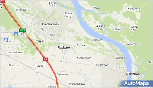 mapa Podole gmina Raciążek, Podole gmina Raciążek na mapie Targeo