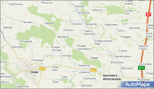 mapa Poręba Laskowska, Poręba Laskowska na mapie Targeo