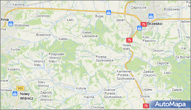 mapa Poręba Spytkowska, Poręba Spytkowska na mapie Targeo