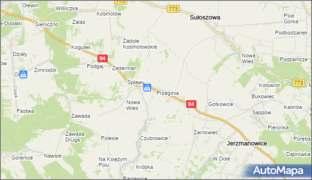 mapa Przeginia, Przeginia na mapie Targeo