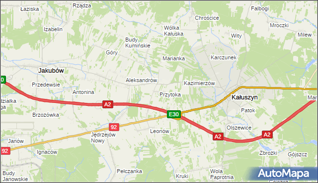 mapa Przytoka gmina Kałuszyn, Przytoka gmina Kałuszyn na mapie Targeo