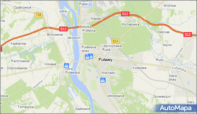 mapa Puław, Puławy na mapie Targeo