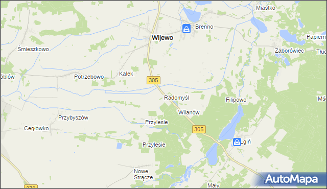 mapa Radomyśl gmina Wijewo, Radomyśl gmina Wijewo na mapie Targeo