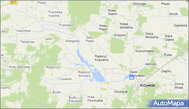 mapa Radoryż Kościelny, Radoryż Kościelny na mapie Targeo