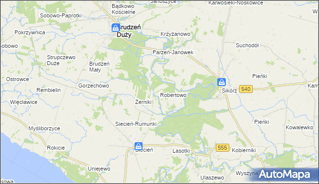mapa Robertowo, Robertowo na mapie Targeo
