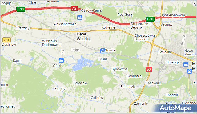 mapa Ruda gmina Dębe Wielkie, Ruda gmina Dębe Wielkie na mapie Targeo