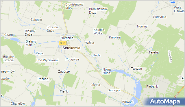 mapa Ruda gmina Serokomla, Ruda gmina Serokomla na mapie Targeo