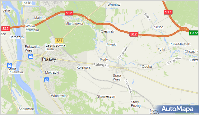 mapa Rudy gmina Końskowola, Rudy gmina Końskowola na mapie Targeo