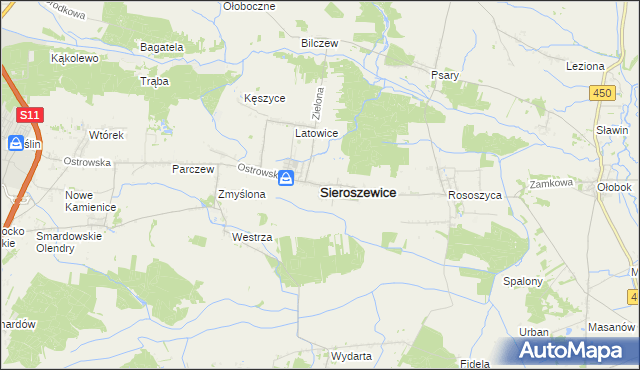 mapa Sieroszewice, Sieroszewice na mapie Targeo