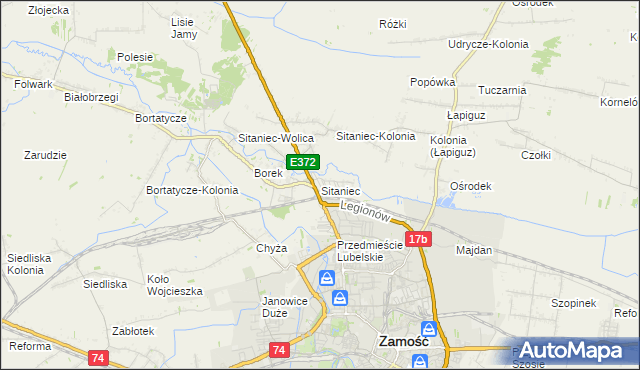 mapa Sitaniec, Sitaniec na mapie Targeo