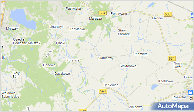 mapa Skarszewy gmina Grudziądz, Skarszewy gmina Grudziądz na mapie Targeo