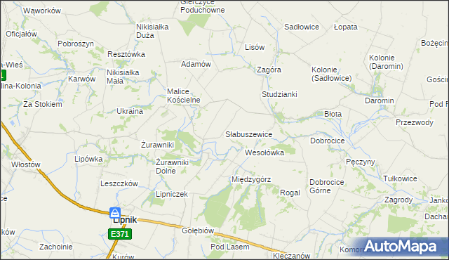 mapa Słabuszewice, Słabuszewice na mapie Targeo