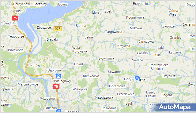 mapa Słowikowa, Słowikowa na mapie Targeo