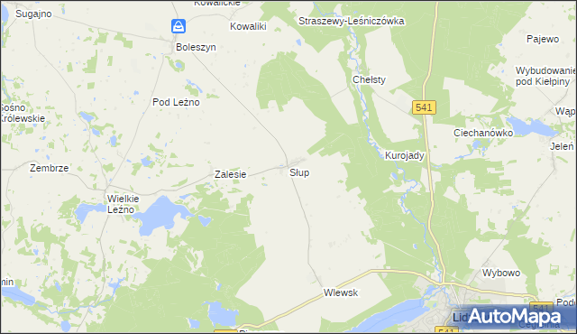 mapa Słup gmina Lidzbark, Słup gmina Lidzbark na mapie Targeo