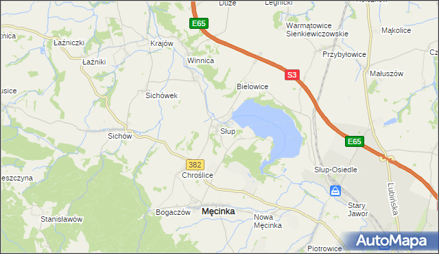 mapa Słup gmina Męcinka, Słup gmina Męcinka na mapie Targeo