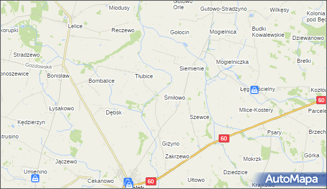 mapa Śmiłowo gmina Bielsk, Śmiłowo gmina Bielsk na mapie Targeo