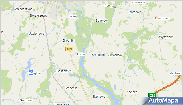mapa Smolęcin gmina Gryfice, Smolęcin gmina Gryfice na mapie Targeo