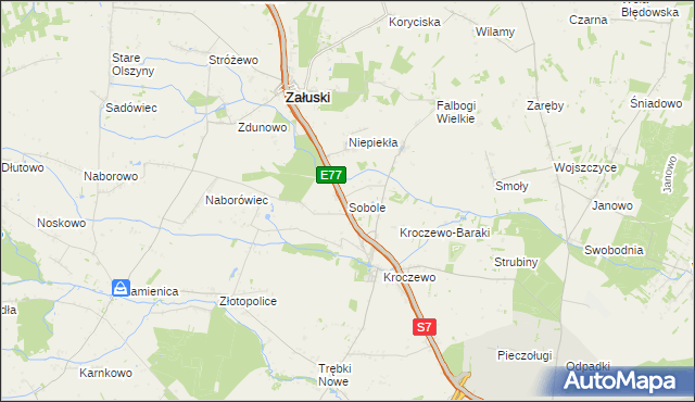 mapa Sobole gmina Załuski, Sobole gmina Załuski na mapie Targeo