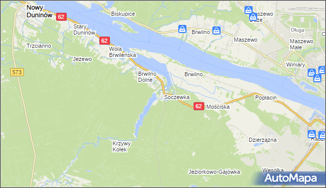 mapa Soczewka gmina Nowy Duninów, Soczewka gmina Nowy Duninów na mapie Targeo