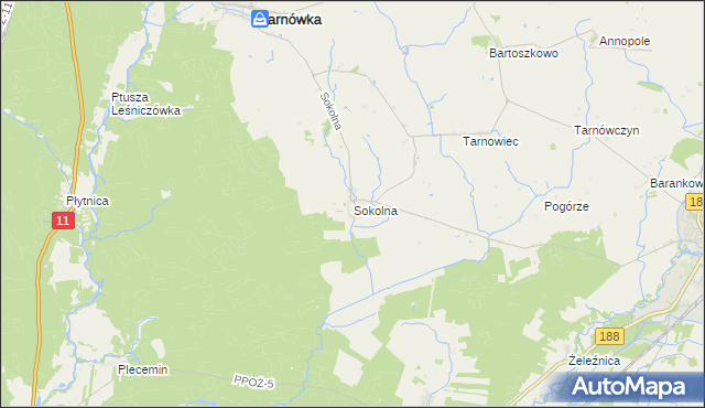 mapa Sokolna, Sokolna na mapie Targeo