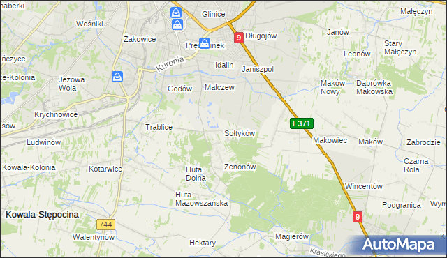 mapa Sołtyków gmina Skaryszew, Sołtyków gmina Skaryszew na mapie Targeo