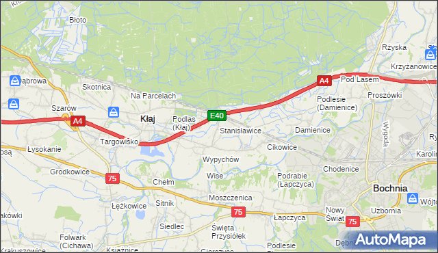 mapa Stanisławice gmina Bochnia, Stanisławice gmina Bochnia na mapie Targeo