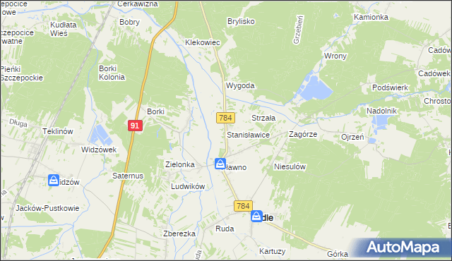 mapa Stanisławice gmina Gidle, Stanisławice gmina Gidle na mapie Targeo