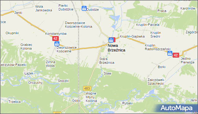 mapa Stara Brzeźnica, Stara Brzeźnica na mapie Targeo