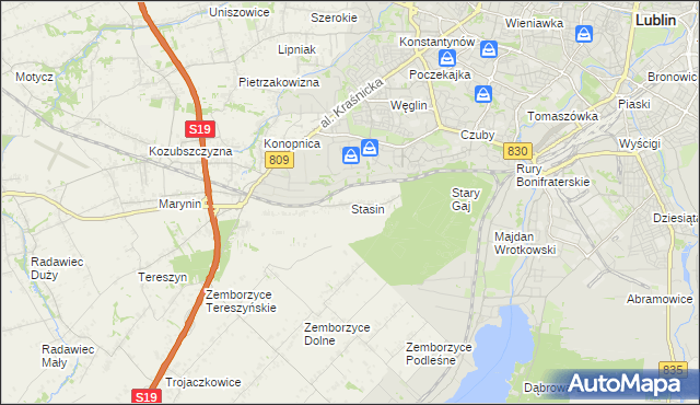 mapa Stasin gmina Konopnica, Stasin gmina Konopnica na mapie Targeo